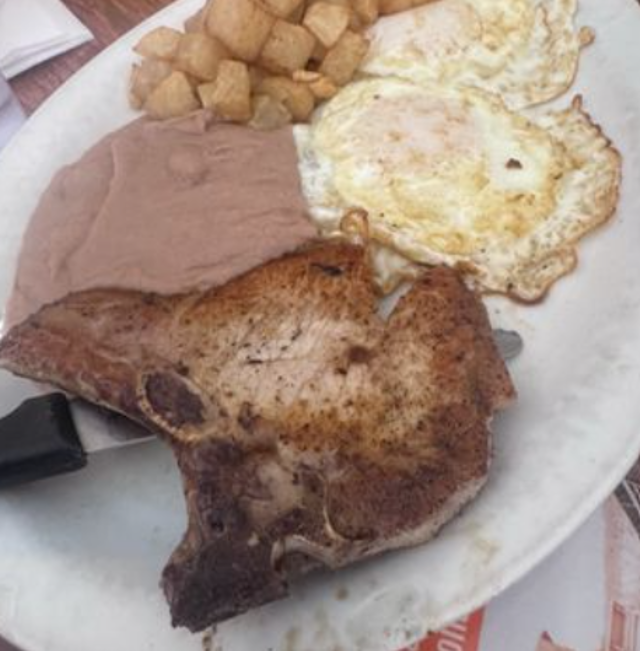 Pork Chop & Eggs Plate.
