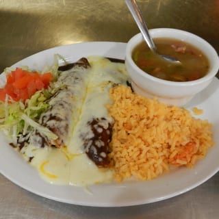 Chicken Mole Enchilada Plate