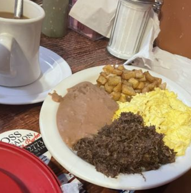 Barbacoa & Eggs Plate (Fri-Sun).